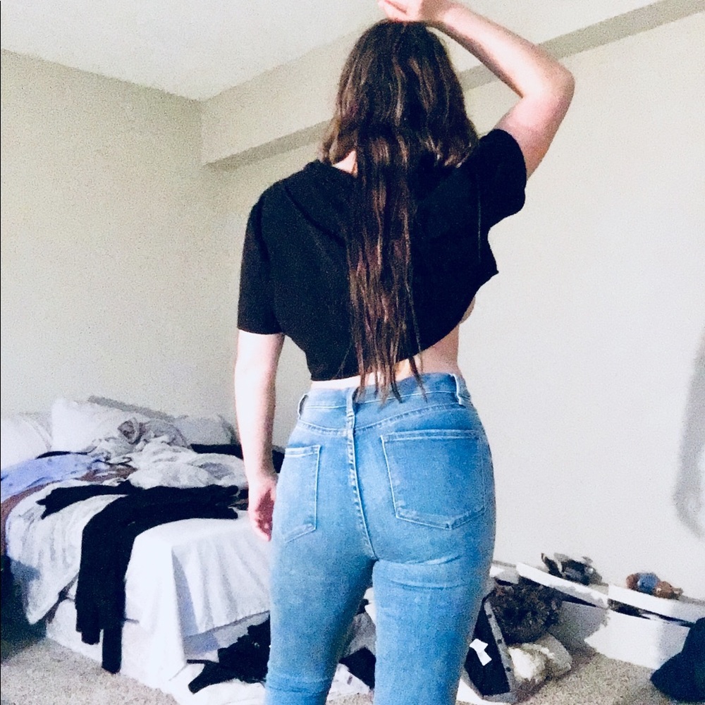 Light denim skinny jeans